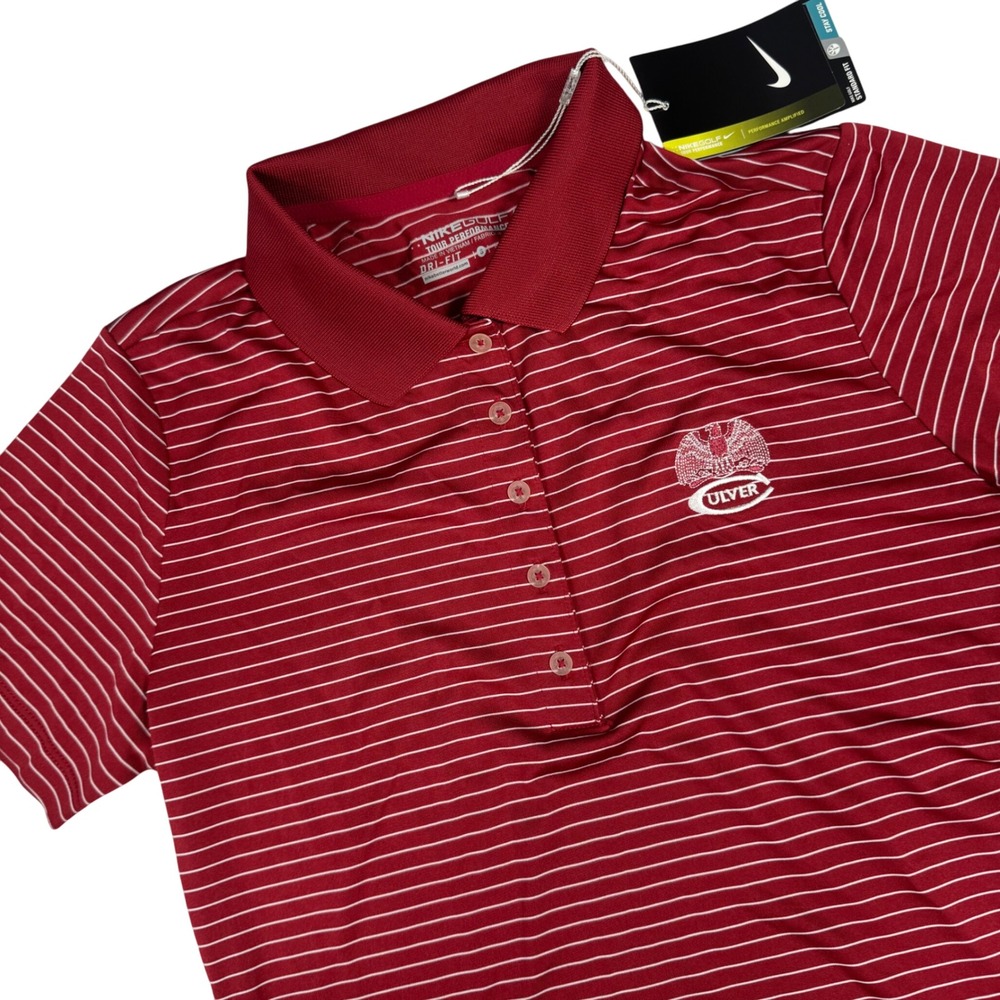 NWT Culver Academies IN Nike Golf Women S Polo Shirt Red Striped Dri-FIT Uniform